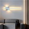 TZSMUM LED Nordico Interno Lampada da Parete Moderno Lungo Lineare Luce da Parete Alluminio Ferro Acrilico Applique da Parete Rettangolare Design per Corridoio Camera da Letto (Bianco Luce Calda,60cm)
