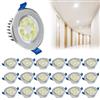 YRHome Faretto da incasso a LED, orientabile, 3 W, 230 V, piatto, da incasso, per cucina, bagno, soggiorno, camera da letto, corridoio (20 3 W, bianco freddo)