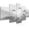 Runa Art - Quadri Uccello Cigni 200 x 100 cm 5 Pezzi XXL Decorazione Murale Design Nero Bianco 023451c