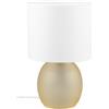 Trio Leuchten Lampada da tavolo VELA 517900113, base in vetro color ambra, paralume in tessuto bianco, escl. 1x E14
