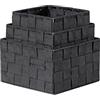 BM 4650 Cestino Portaoggetti Bagno Effetto Rattan Quadrato, Set di 3 Cestini Bagno da Scaffale Nero Intrecciato Organizer Scatole Portaoggetti Adatto a Diversi Usi Organizzazione