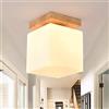 TONFON Lampada da soffitto in Legno massello Cubo Quadrato Plafoniera in Vetro Lampada da soffitto a Semi Incasso Lampada da soffitto Moderna for Ristorante Lampada a Sospensione for Soggiorno Camera