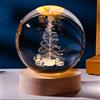 Generic Sfera di cristallo 3D notturna,base in legno sfera di vetro notturna,spazio di visualizzazione fantasia a LED,camera da letto e decorazione dell'ufficio. (Albero di Natale)