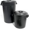 Stefanplast Bidone Immondizia con Coperchio, Plastica, Nero, 50 litri, ø 45x44h cm