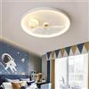 Lanekd Lampadario Cameretta Bambini Lampada da Soffitto Cartoni Animati Astronauta Plafoniera per Ragazzi e Ragazze da Camera da letto Universo Stelle Luce Ø50cm 46W Telecomando Lampada da Parete (Stile B)