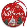 Corredino Neonato Pallina di Natale Personalizzata con Nome, Decorazione Natalizia 100% Italiana, Rosso, 8 cm (Rosso,Alberto)