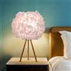 GUANSHAN Lampada da comodino a fiore di seta rosa Lampada da tavolo a fiore con paralume da tavolo con base in legno triangolare per soggiorno, camera da letto, decorazione della casa