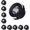 damastoreitalia set 10 Faretto a led cob da incasso in alluminio nero punto luce 1w 220v per controsoffittature scale cielo stellato (Nero - Luce naturale 4000K)