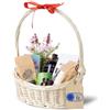 Creative Home Cesto Vuoto Bianco | 37 x 30 x 37cm (+/- 1 cm) | Cesto Pasquale, Ovale Inclinato Cestino per Regalo in Vimini Naturale con Manico Fatto a Mano e Resistente | Salice Naturale | Regalo