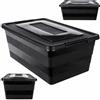 KADAX Scatola portaoggetti con coperchio, scatola per giocattoli, contenitore in plastica resistente, con chiusura a scatto, contenitore (nero, 40 L)