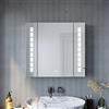 SONNI Mobiletto Bagno con Specchio con Illuminazione, Armadietto a Specchio Antiappannamento e Presa di Corrente, Mobile Specchio Bagno con Interruttore a Sfioramento 60 x 65 cm