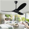 MSHENUED Ventilatore da soffitto nero da 152cm senza luce, ventilatore da soffitto nero per esterni, ventilatore a soffitto a tre lati con telecomando