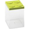 OMADA Design Contenitore Confettata per Confetti o Caramelle, Tipo Mattoncino, in Plastica Trasparente e Coperchio Colorato - 1000 ml - 10x10x15,5 cm
