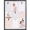 Generico Cornice 2 in 1 per Foto, Max 10 Foto Misura 10x15 cm, Appendere Parete 3D Tridimensionale, Ricordi Amore Famiglia Momenti Felici, Regalo, Colore Bianco e Nero (NERO, 52x39 Cm.)