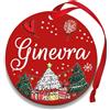 Corredino Neonato Pallina di Natale Personalizzata con Nome, Decorazione Natalizia 100% Italiana, Rosso, 10 cm (Rosso, Ginevra)