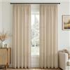 Topfinel Tenda Velata in Lino Naturale Marrone Chiaro 140x240 cm (LxA) Per Soggiorno e Camera Da Letto, Stile Bohémien, Velata Moderna Per Finestra, Tenda Semi-Oscurante Per Binario, Set Da 2.