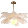 GUANSHAN Lampada a sospensione con paralume in piuma di struzzo bianco Lampada a sospensione Lampada da soffitto Apparecchio di illuminazione da soffitto per camera da letto, soggiorno