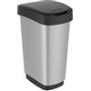 Rotho Twist Portarifiuti con Coperchio, Plastica (PP) senza BPA, Argento (Metallico), 25 L, 33.3 x 25.2 x 47.6 cm