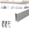 Evotrade - Tubo Appendiabiti Rettangolare in Ferro L.1950 mm con Reggitubi Laterali, Design Moderno e Made in Italy, Alta Resistenza, Per Armadio e Guardaroba (1 Tubo Bianco + 2 Reggitubi Bianchi)