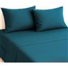 MAXIME MAISON - Completo Lenzuola Una Piazza e Mezza Francese in Cotone Made in Italy, Set Lenzuola 1 Piazza e Mezza con Federe, Biancheria da Letto Certificata Oeko Tex Standard 100 (Oceano)