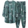 GMAYO Camicia da Notte,Pigiama a Maniche Lunghe Set Cotone Pigiameria Grandi Vestiti Oversize per la casa Stripe Casual Women