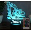 Optechvisual Pellatrice LED personalizzata - Luce notturna con nome - Regalo per ragazzi e appassionati di escavatori - Decorazione per la cameretta dei bambini - Lampada LED per piccoli conduttori di