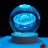 HADAVAKA K9 Cristallo 3D Sfera del Sistema Solare, Sfera di Cristallo Multicolore Luce Notturna Artigianato, con Base A LED, Modello di Pianeta 6/8cm, Casa Decorativa Giorno Regali (6CM,Saturn)