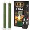 Novaliv Candele a LED con timer, colore verde, per interni con timer da 6 ore, 23 cm, altezza per candele, diametro 2,2 cm, 2 batterie AAA necessarie, candele LED tremolanti, fiamma mobile
