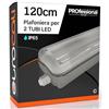 Eurocali Plafoniera 120cm da 2 Tubi LED (non inclusi) Colore Grigio Impermeabile IP65 in ABS/PC con Copertura Trasparente - Sostituzione Neon