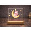 ANVILA Lampada Personalizzata Bambino Bambina con Nome e Frase, Luce Notturna LED in Plexiglass con Base in Legno, Lampada Neonato Personalizzata, Regalo Neonato Personalizzato (Unicorno Luna)