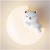 RXPVUXE Lampada da Parete Luna Orso Bianco LED Applique da Parete Lampada da Parete per Camera dei Bambini dei Cartoni Animati, 3000K/4000K/6000K Selezionabile, 12W Moderna Camera da Letto Comodino La
