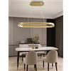 WJYCYN Lampadario ovale LED dimmerabile Luce a sospensione Tavolo da pranzo moderno Lampade da ufficio con telecomando Anello Lampada a sospensione Altezza regolabile Studio Apparecchio (L100cm, Oro)