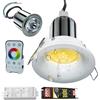 Planetitaly Set 2 Faretti Led Incasso Soffitto Box Doccia, Impermeabili IP65, Multicolore Cromoterapia RGB, Regolazione Luce 4000K Naturale, Bassa Tensione 24V, 2X12W, Smart, Bgno Turco, Vasca, Centro Benessere