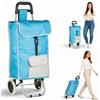 BAKAJI Carrello spesa Trolley porta tutto ZEUS con Vano Termico e Tasca Esterna Portaoggetti, Carrellino Portaspesa con Borsa Termica Integrata e Ruote Silenziose in EVA, 35 x 30 x 90 cm, (Azzurro)