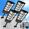 Peviasot Lampione solare a LED 400W, lampade solari per esterni, lampione solare 6500K con sensore di movimento, lampada da esterno per illuminazione stradale, 4 pezzi
