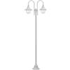 vidaXL Lampione da Giardino E27 220 cm Alluminio 2 Lampade Bianco