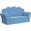 vidaXL Divano Letto per Bambini a 2 Posti Blu in Morbido Peluche