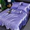 GENPICONG Set di Biancheria da Letto in Seta con Copripiumino, Lenzuolo, Federa, Lenzuolo in Raso di Lusso, Tinta Unita, King Size, Queen Size, Full Size, Twin Size