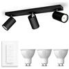 Philips Hue Kosipo Lampada faretti da soffitto (Nero) - Luce bianca calda - Incl. Hue Interruttore Dimmer - Faretto da soffitto 3 punti luce - GU10 - Hue White