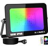 RIGIDON 50W Faretto LED RGB Smart, 5000LM Inteligente Proiettore Faro RGBW con controllato APP, Impermeabile luce di inondazione multicolore Interna ed Esterna per giardino palco partito