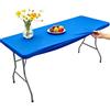 Morbuy Tovaglia Rettangolare con Bordo Elastico, Copritavolo Rettangolare con Elastico Tovaglie Esterno Antimacchia per Giardino, Picnic e Feste (183x76cm,Blu scuro)