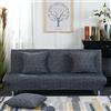 Hiseng Copridivano Senza Braccioli 3 Posti Elasticizzato Fodere Coperture Divano Letto Pieghevole Clic Clac Universale Lavabile Rimovibile Anti Scivolo Copri Divano (Grigio Scuro,195-225cm)