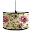 Morbuy Motivo Fiori Paralume Lampada in Bambu, Stile Vintage Diametro 30cm Paralume a Tamburo Paralume Lampada da Tavolo Paralume Lampada da Terra Moderno per Decorazioni (Foglie verdi)