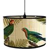 FANSU Paralume E27 Vintage in Bambù - Modello Lampadario Copertura Lampada Accessori Luce Sostituibile per Tavolo e Comodino - Stile Tamburo (Pappagallo, 30x20cm)