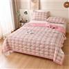 Surwin Copriletto Trapuntato a Quadri Vintage per Estivo Primaverile, Trapunta in Microfibra Morbido Leggera Trapuntino Multiuso per Letto Singolo, Letto Matrimoniale (Rosa,180x200cm)