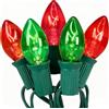 Doratale C7 Luci natalizie rosse e verdi per esterni, 6,5 m, vintage, con 27 lampadine in ceramica trasparente, rosse e verdi, impermeabili, collegabili, decorazioni natalizie per casa, albero di Natale