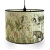 FANSU Paralume rotondo per lampada da tavolo, moderno, motivo animali e piante, facile da montare, per soggiorno, camera da letto, corridoio, sala lettura (elefante)