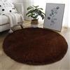 Hiseng Rotonda Shaggy Tappeto per Soggiorno, Hiser Moderno Soffice Peloso Ultra Molle Antiscivolo Tappeti Moquette per Interni Divano Camera da Letto Bambino Cameretta (Marrone,100x100cm)
