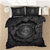NICHIYO Harley Davidson Motorcycle, set copripiumino e federa, in microfibra, con stampa digitale 3D, set da 3 pezzi (6, letto matrimoniale 240 x 220 cm + 80 x 80 cm)