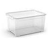 CFadda Keter T-Box L, Contenitore in Polipropilene Trasparente con Coperchio, 47L, 55,5 x 39 x 28,5 cm, Impilabile